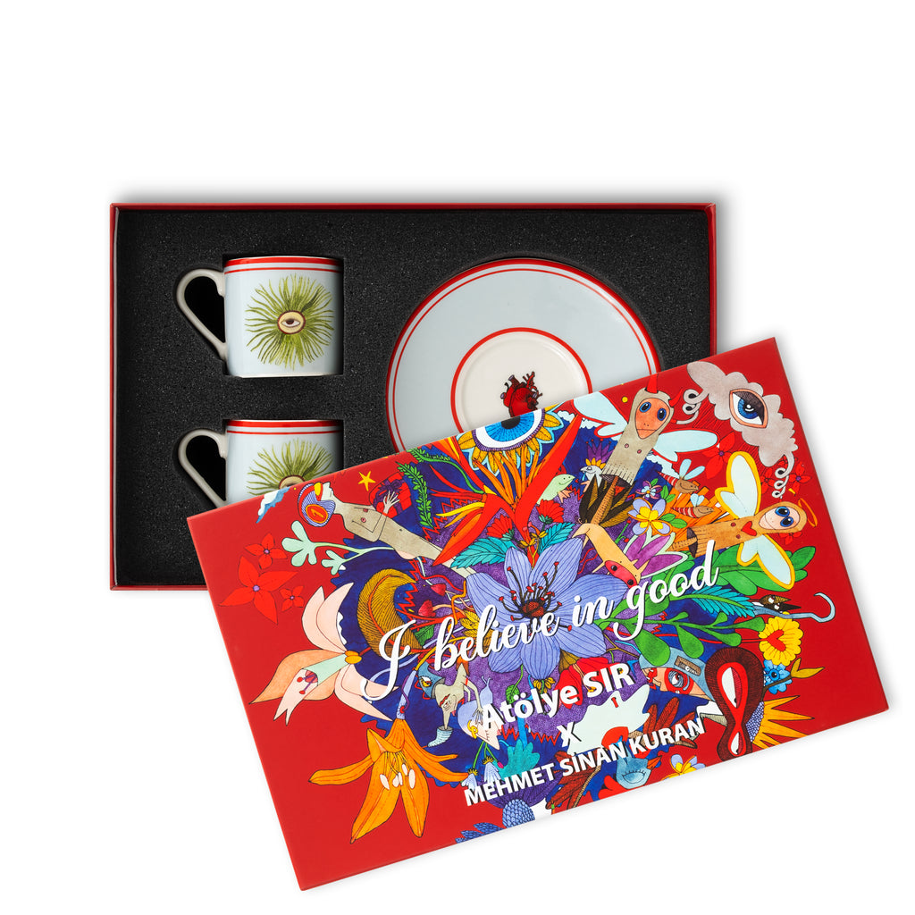 ı belıeve ın good collectıon eye espresso cup set of 2 / gift box