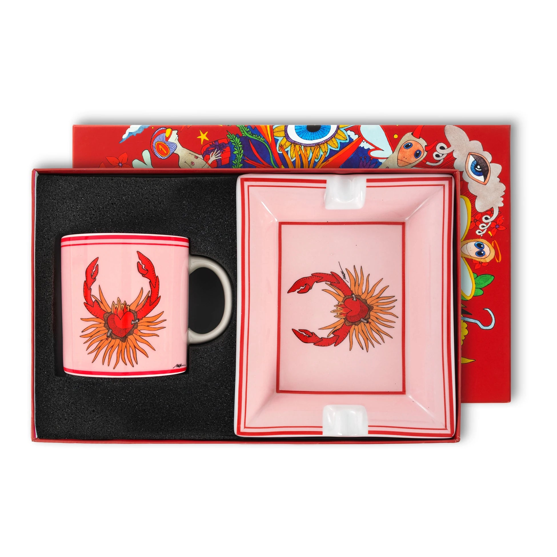 "I believe in good collection crab  Ashtray and Mug Set/ gift box