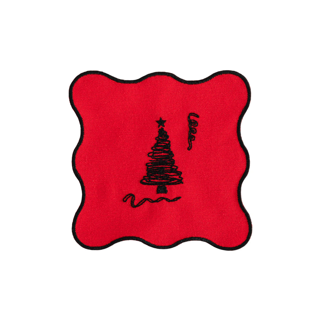 Holiday Collection Coaster Set of 4, Red