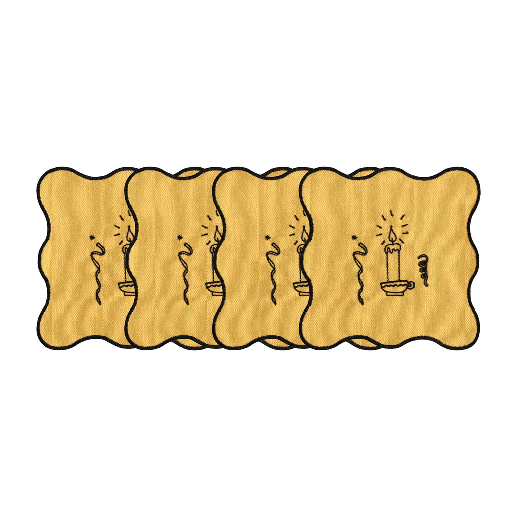 Holiday Collection Coaster Set of 4, Yellow