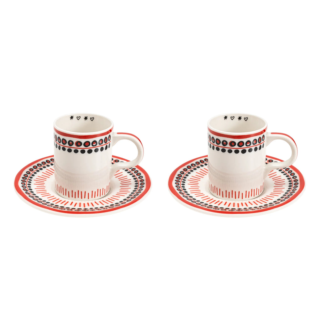 Holiday Collection Porcelain Coffee Cup Set of 2 / Gift Box