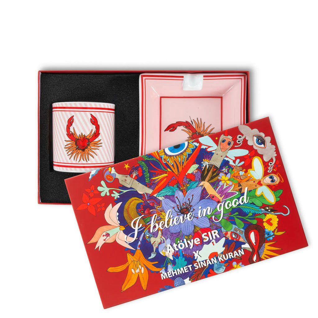 I believe in good collectıon crab Ashtray and Candle Gift Box