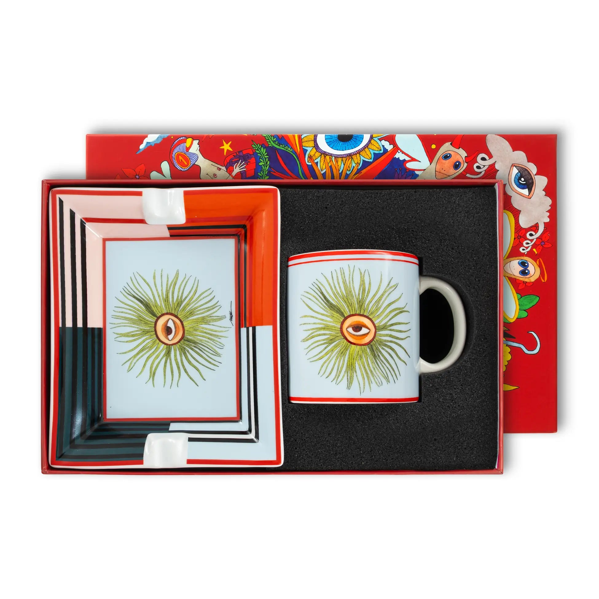 I believe in good collectıon blue Eye Ashtray and Mug Set / Gift Box