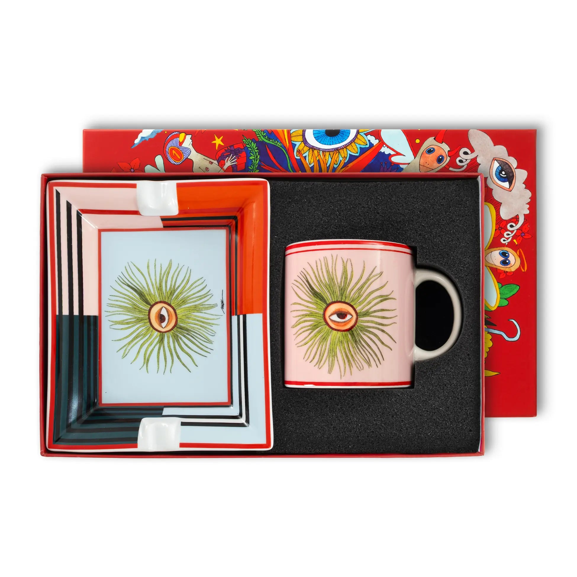 I believe in good collectıon pink eye Ashtray and Mug Set / gift box