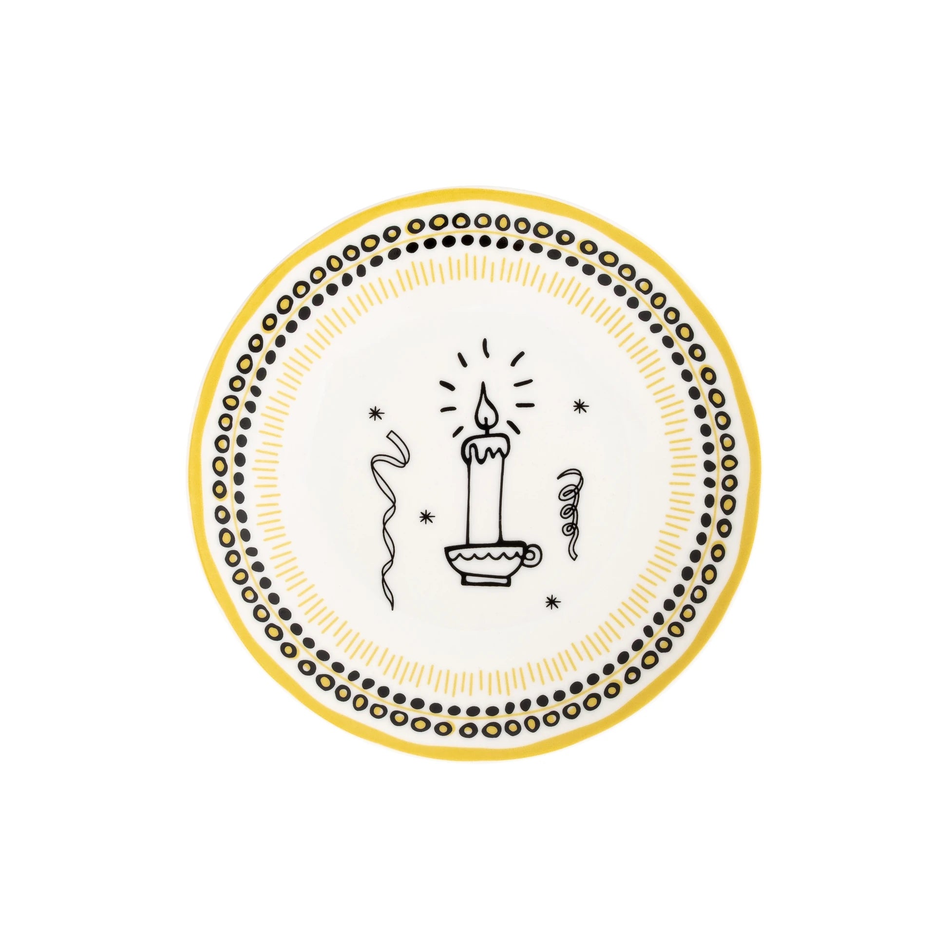 HOLIDAY COLLECTION PORCELAIN DESSERT PLATE ,YELLOW