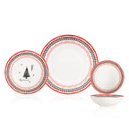 Holiday Collection  Dinner Set, 12pcs Red