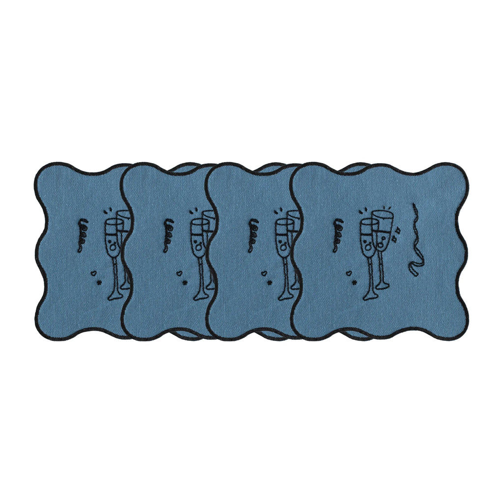 Holiday Collection Coaster Set of 4, Blue
