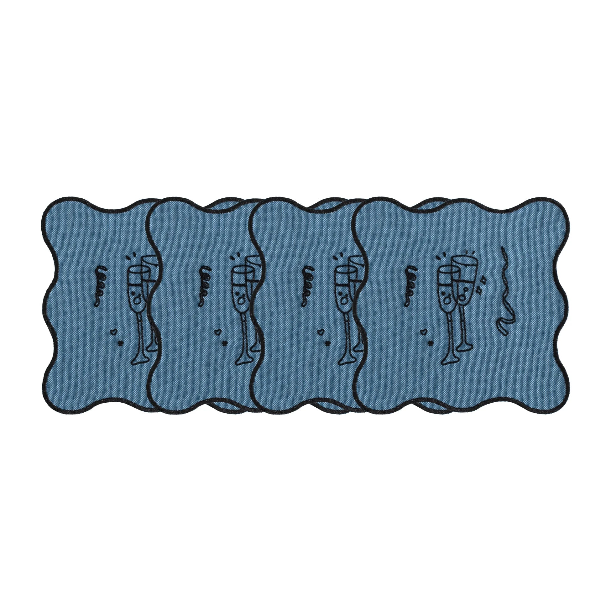 Holiday Collection Coaster Set of 4, Blue