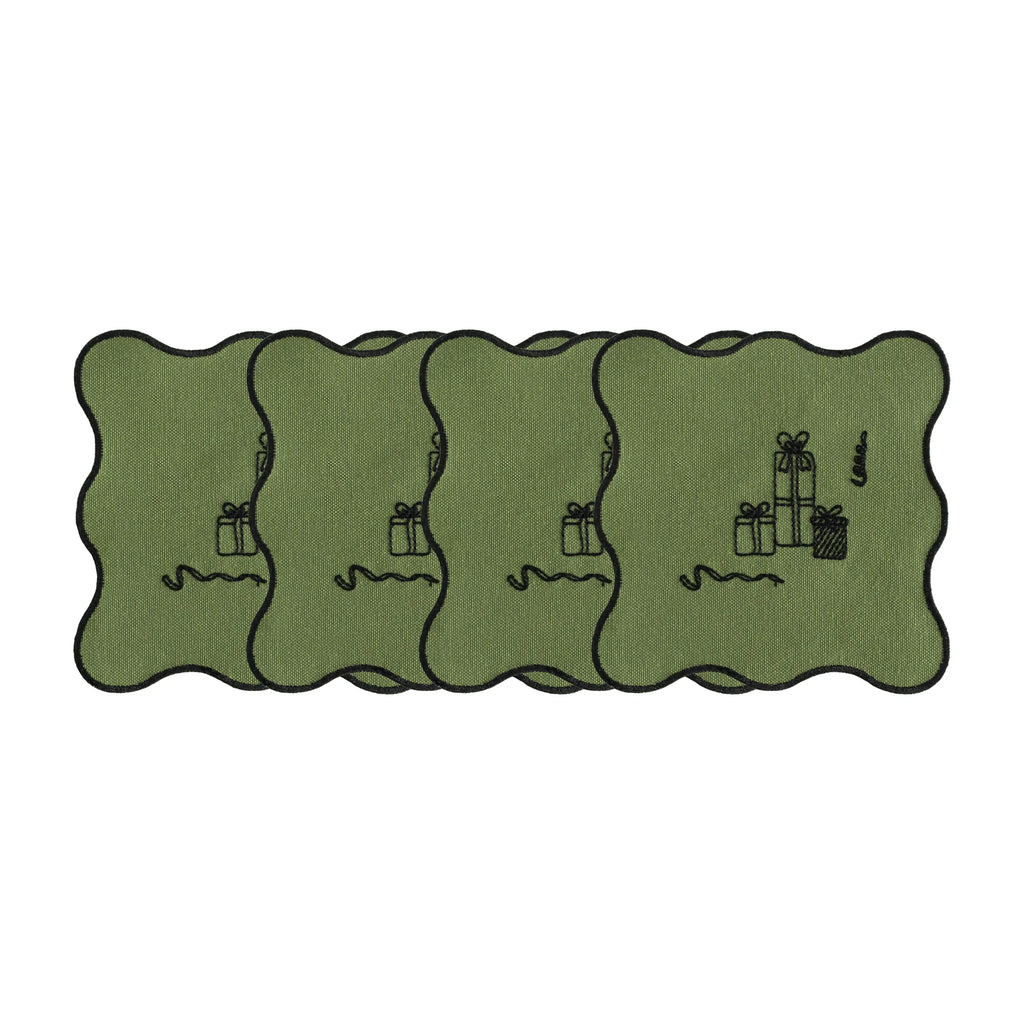 Holiday Collection Coaster Set of 4, Green