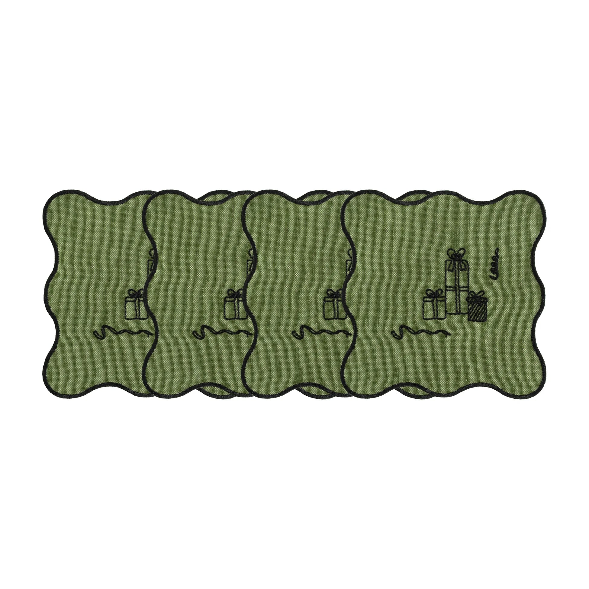 Holiday Collection Coaster Set of 4, Green