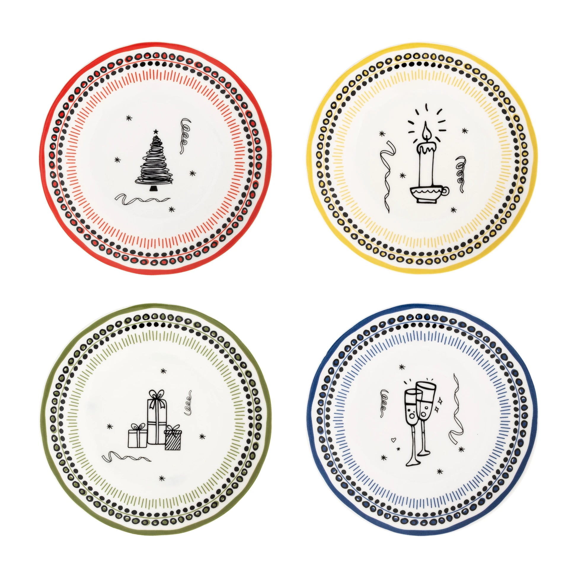 Holiday Collection Porcelain Dessert Plate Set